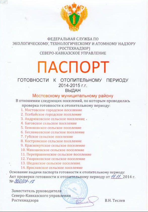паспорт готовности